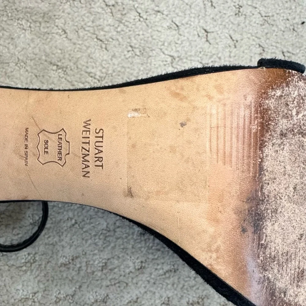 Stuart Weitzman Black Block Heel Sandals - Picture 4 of 5